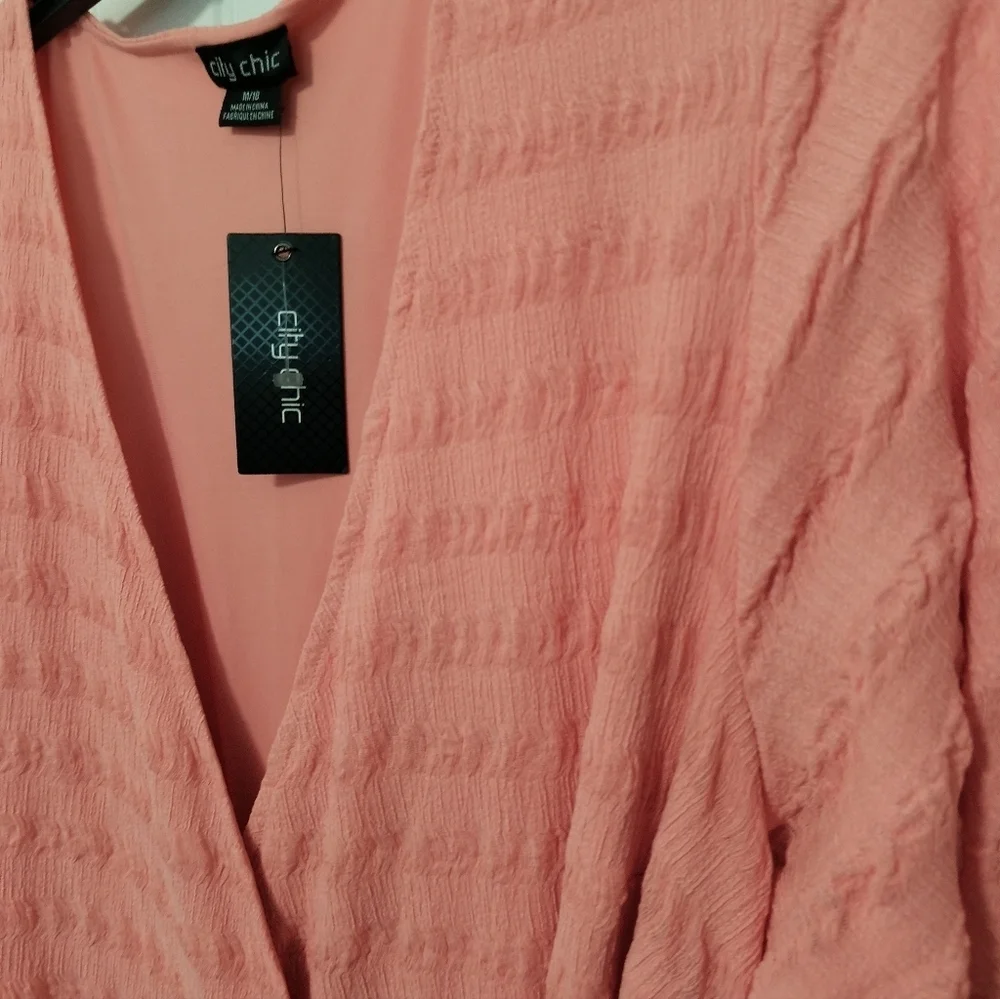 New Peach Ruffle Wrap Dress / Size 2X - Picture 2 of 12